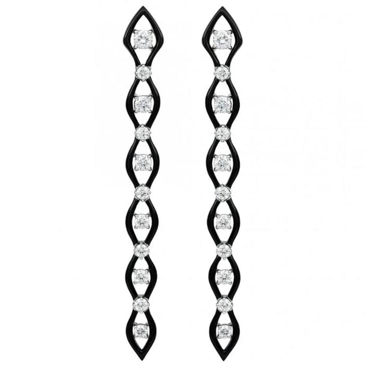 Etho Maria Jewelry - Diamonds In Color 18K White Gold Hand Carved Ceramic & Diamonds Earrings | Manfredi Jewels