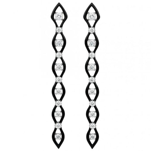 Etho Maria Jewelry - Diamonds In Color 18K White Gold Hand Carved Ceramic & Diamonds Earrings | Manfredi Jewels