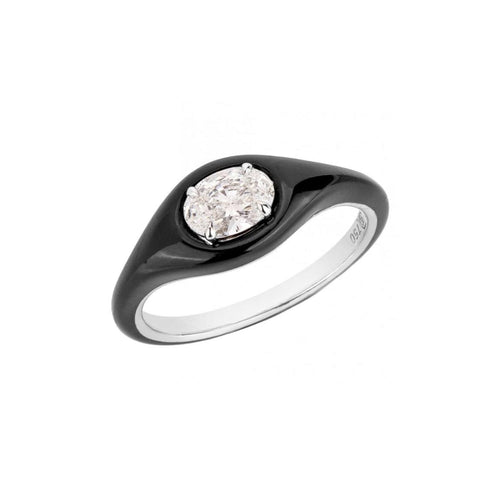 Etho Maria Jewelry - Diamonds In Color Hand Carved Ceramic And 18K White Gold Ring | Manfredi Jewels