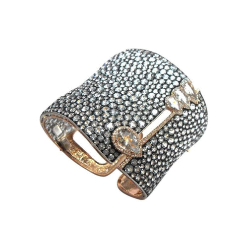 Etho Maria Jewelry - Diem 18K Rose Gold Blue Topaz And Aquamarine Cuff Bracelet | Manfredi Jewels