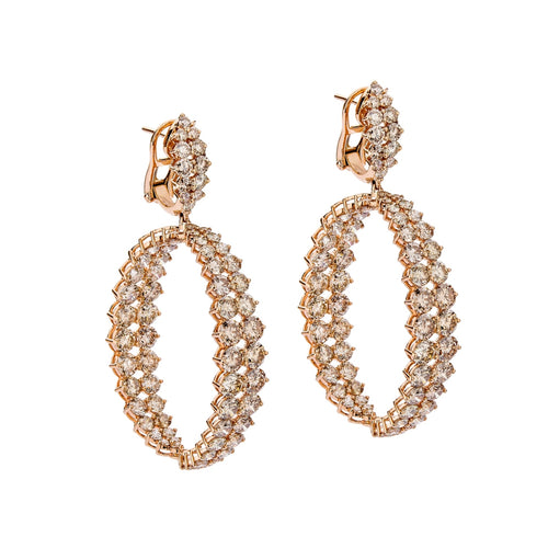 Etho Maria Jewelry - Gemini 18K Rose Gold Brown Diamond Hoop Earrings | Manfredi Jewels