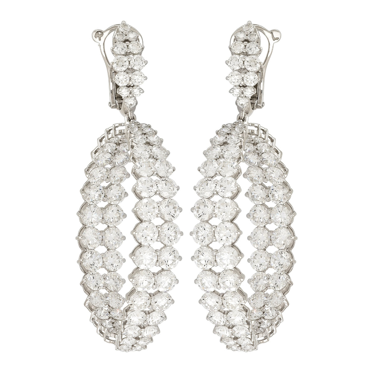 Etho Maria Jewelry - Gemini 18K White Gold Diamond Hoop Earrings | Manfredi Jewels