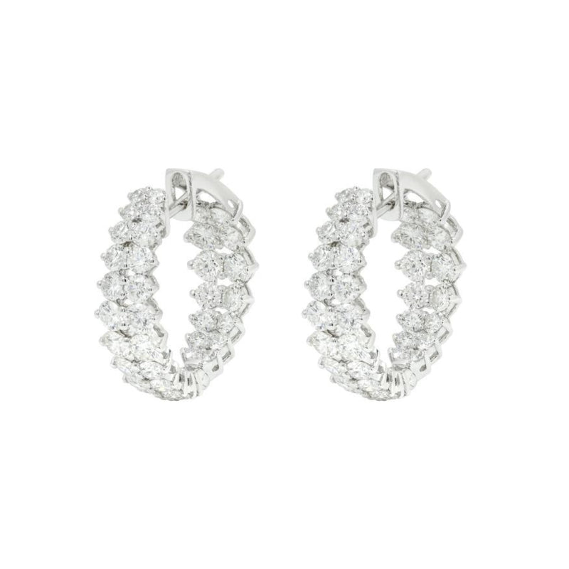 Etho Maria Jewelry - Gemini 18K White Gold Two Row Diamond Hoop Earrings | Manfredi Jewels