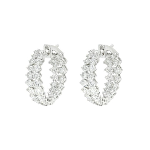 Gemini 18K White Gold Two Row Diamond Hoop Earrings