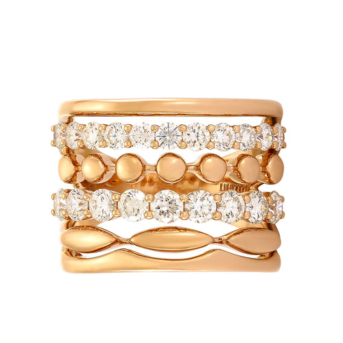 Etho Maria Jewelry - My Etho 18K Rose Gold 6 Row Diamond Ring | Manfredi Jewels