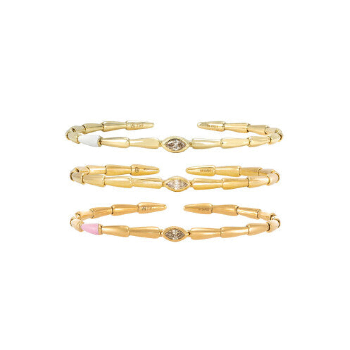 Etho Maria Jewelry - Noble 18K Yellow Gold Brown Diamond and Red Ceramic Bangle Bracelet | Manfredi Jewels