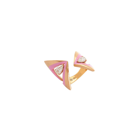 Penna 18K Rose Gold Diamond and Pink Ceramic Ring
