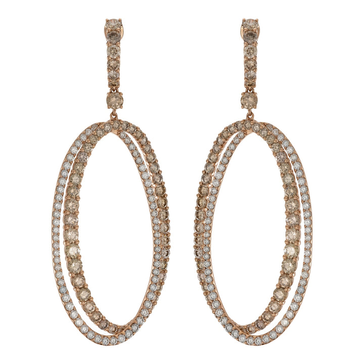 Etho Maria Jewelry - Tsiki 18K Rose Gold Brown and White Diamond Earrings | Manfredi Jewels