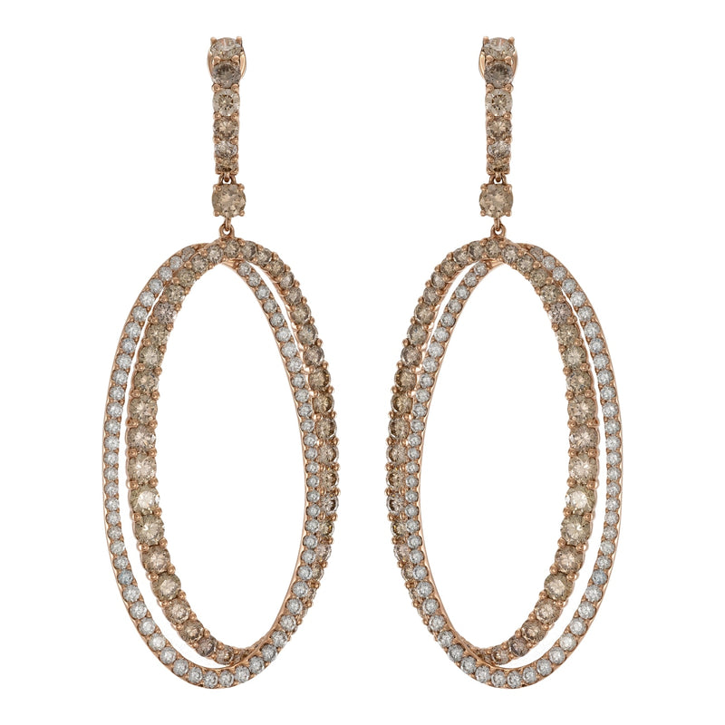 Etho Maria Jewelry - Tsiki 18K Rose Gold Brown and White Diamond Earrings | Manfredi Jewels