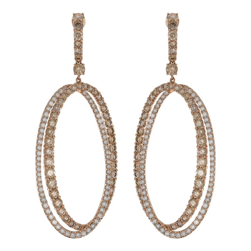 Etho Maria Jewelry - Tsiki 18K Rose Gold Brown and White Diamond Earrings | Manfredi Jewels