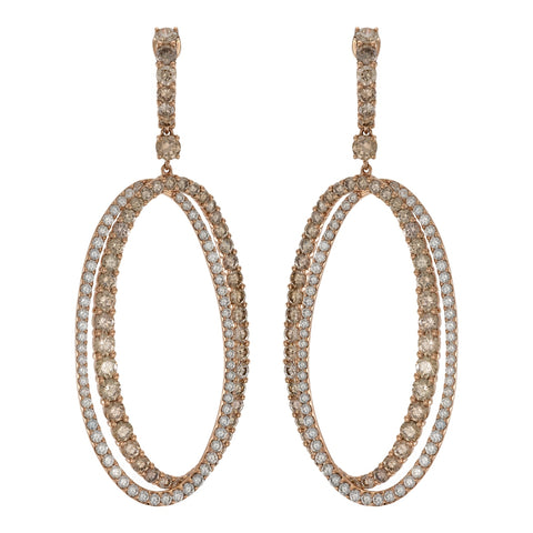 Tsiki 18K Rose Gold Brown and White Diamond Earrings