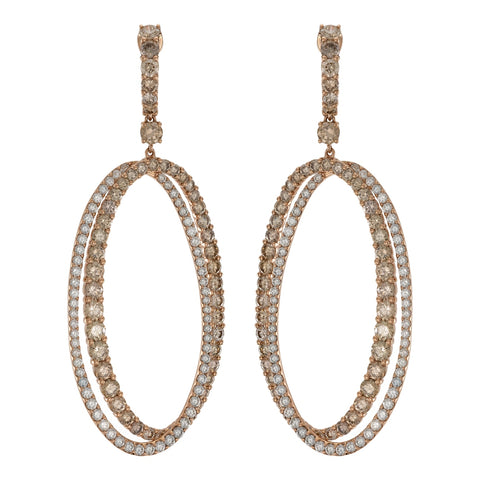 Tsiki 18K Rose Gold Brown and White Diamond Earrings