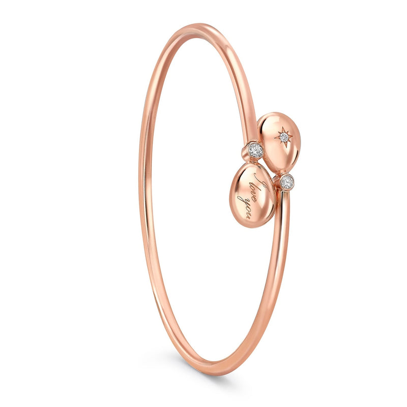 Fabergé Jewelry - Essence 18K Rose Gold I Love You Crossover Diamond Bangle Bracelet | Manfredi Jewels