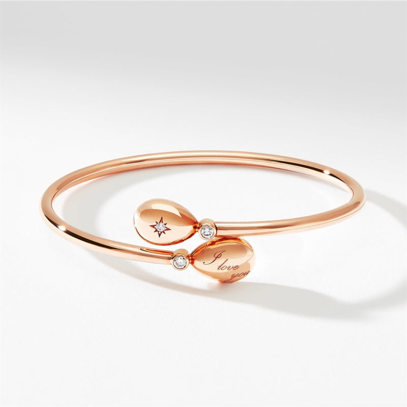 Fabergé Jewelry - Essence 18K Rose Gold I Love You Crossover Diamond Bangle Bracelet | Manfredi Jewels