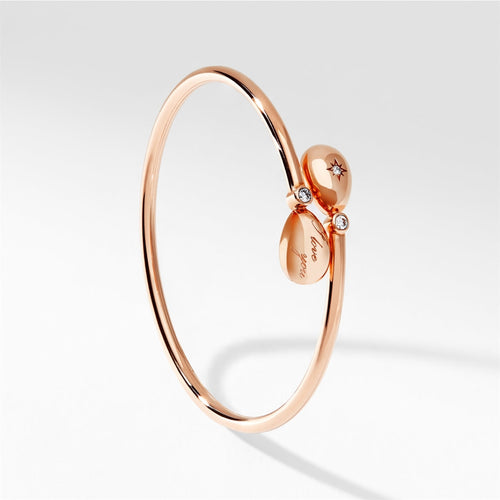 Fabergé Jewelry - Essence 18K Rose Gold I Love You Crossover Diamond Bangle Bracelet | Manfredi Jewels