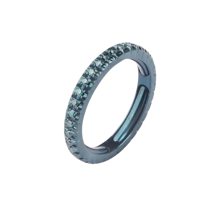 Facet Barcelona Jewelry - Blue Phodium Gold Contemporary Full Enternity 14K White Gold Ring | Manfredi Jewels