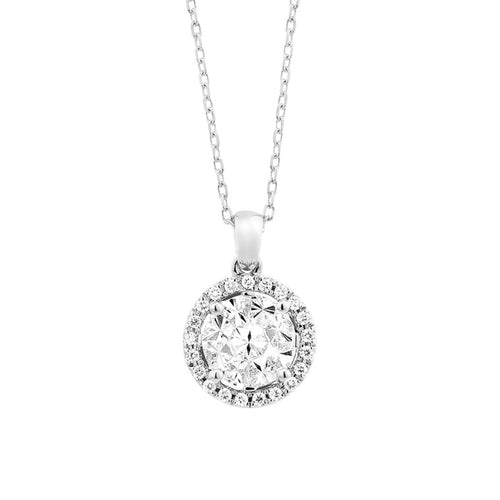 Facet Barcelona Jewelry - Classics 14K White Gold 1.15 ct Diamond Halo Pavé Pendant | Manfredi Jewels