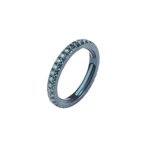 Contemporary 14K White Gold Blue Rhodium Treated Enternity Diamond Ring