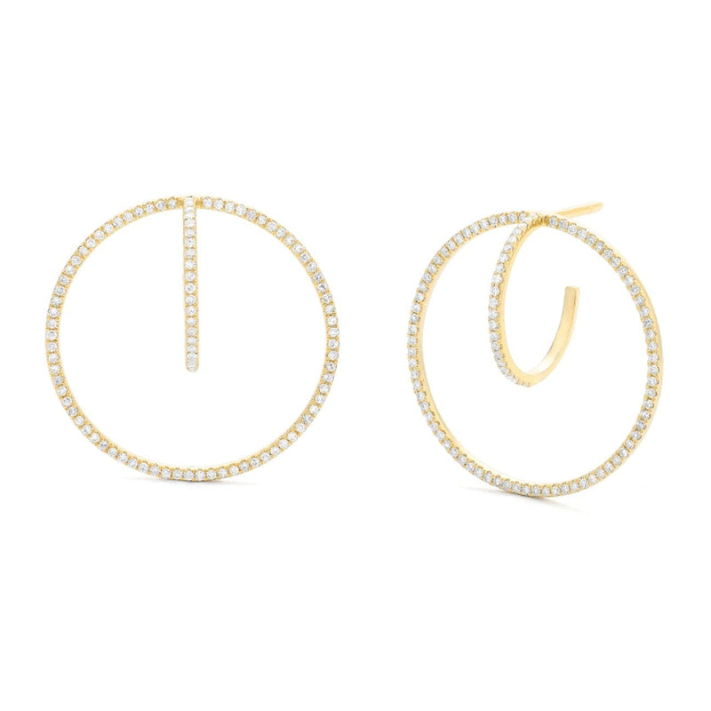 Facet Barcelona Jewelry - Diamond Modern Open Circle 14Kt Yellow Gold Earrings | Manfredi Jewels