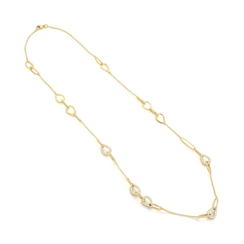 Facet Barcelona Jewelry - Diamonds 14Kt Yellow Gold Link Necklace | Manfredi Jewels