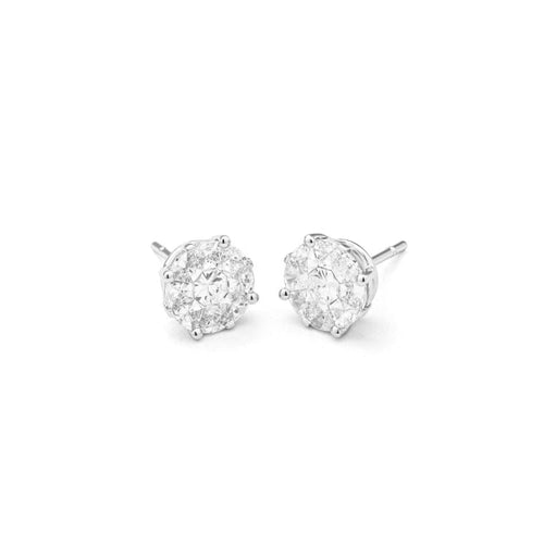 Facet Barcelona Jewelry - Invisibly Set 14Kt White Gold Stud Earrings | Manfredi Jewels
