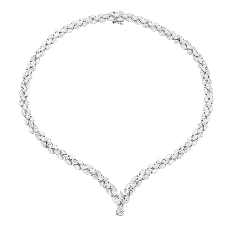 Facet Barcelona Jewelry - Red Carpet 18K White Gold Marquise Cut 37.10 ct Diamond Necklace | Manfredi Jewels