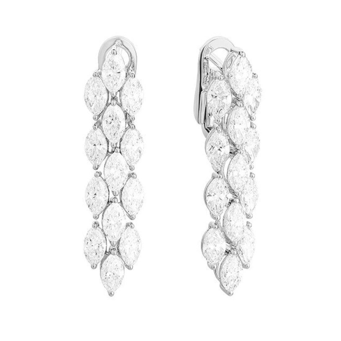 Facet Barcelona Jewelry - Red Carpet 18K White Gold Marquise Cut 4.95 ct Diamond Drop Earrings | Manfredi Jewels