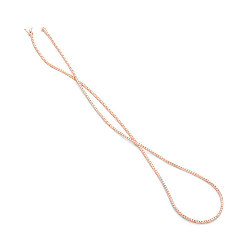 Facet Barcelona Jewelry - Tennis 14K Rose Gold 18 Inches Eternity 1.5 ct Diamond Necklace | Manfredi Jewels