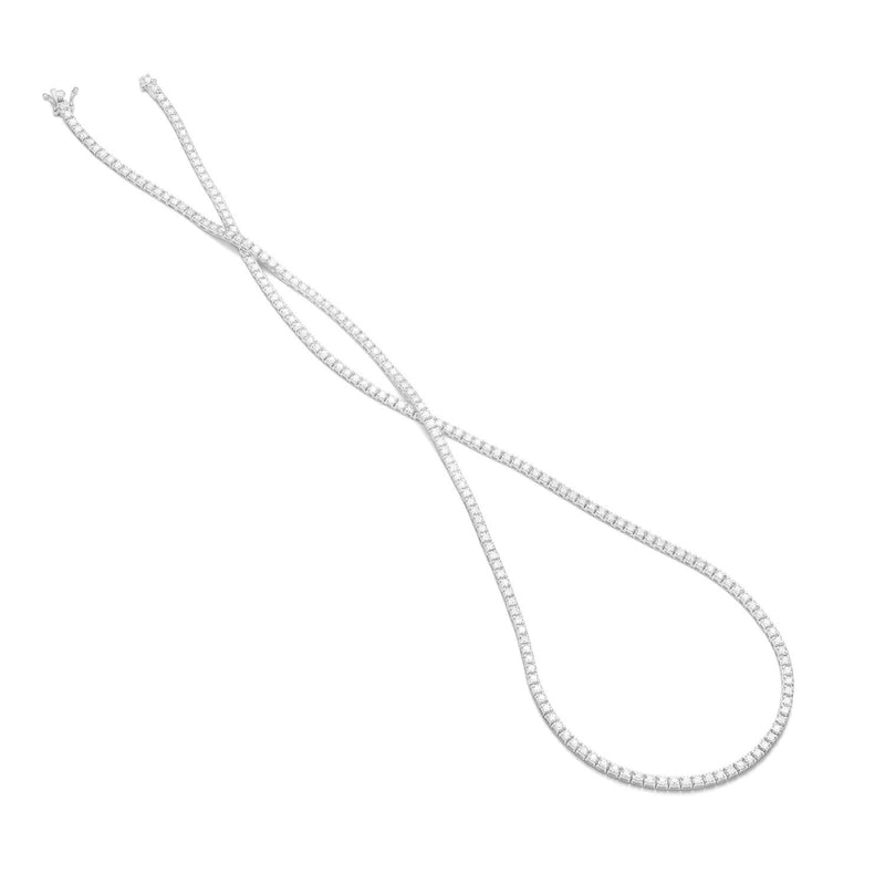 Facet Barcelona Jewelry - Tennis 14K White Gold 16.5 Inches Eternity 7 ct Diamond Straight Line Necklace | Manfredi Jewels