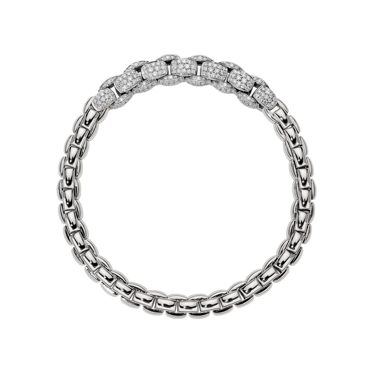 Fope Jewelry - Eka 18K White Gold Diamond Pavé Chain Flex’it Bracelet | Manfredi Jewels