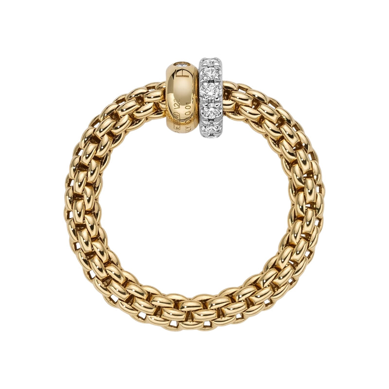 Fope Jewelry - Solo 18K Yellow & White Gold Pavè Diamond Ring | Manfredi Jewels