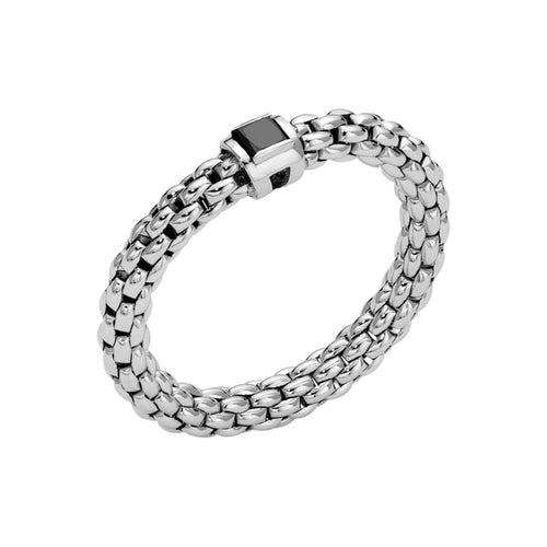 Fope Jewelry - Souls 18K White Gold Flex It Ring Set With Black Diamond (Pre - Order) | Manfredi Jewels