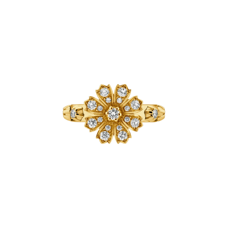 Gucci Flora 18k Yellow Gold Diamond Ring Jewelry Manfredi Jewels