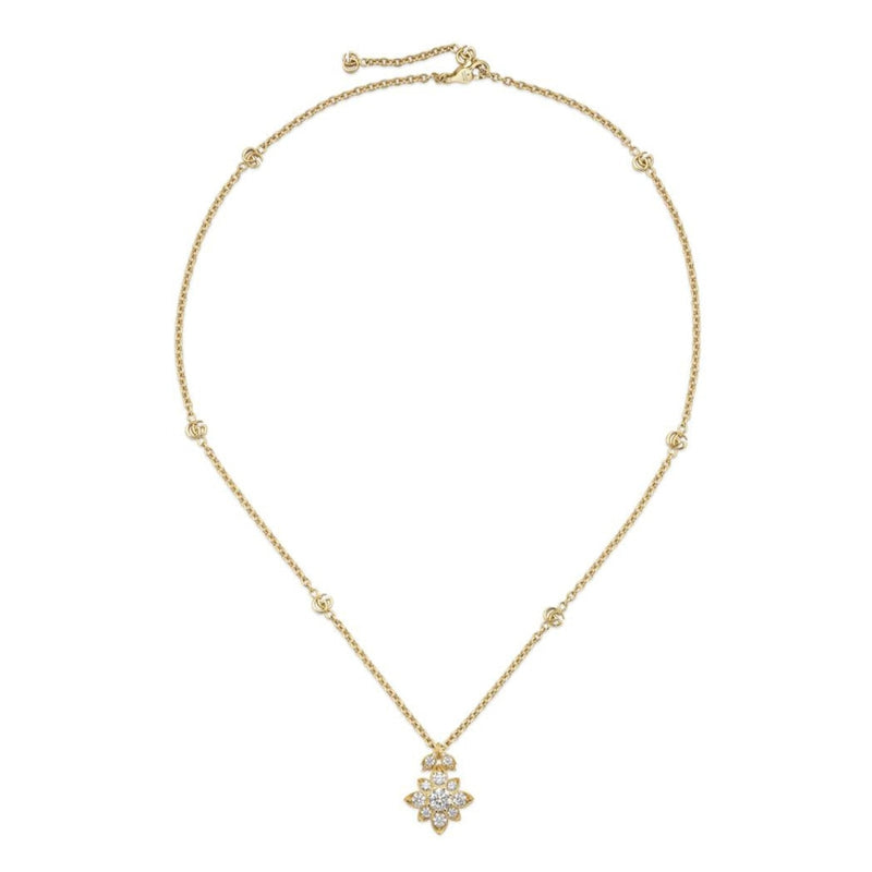 Gucci Jewelry - Flora 18K Yellow Gold Double G & Flower Diamond Necklace | Manfredi Jewels