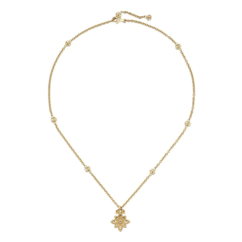 Gucci Jewelry - Flora 18K Yellow Gold Double G & Flower Diamond Necklace | Manfredi Jewels