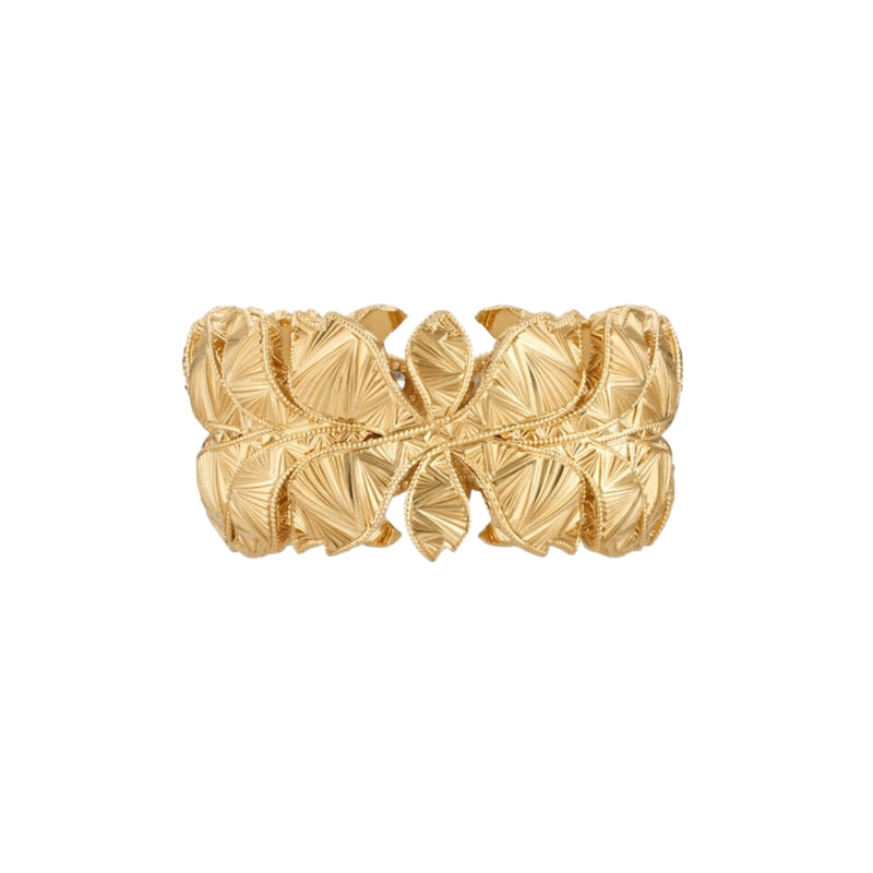 Gucci Jewelry - Flora 18K Yellow Gold Wide Flower Diamond Ring | Manfredi Jewels