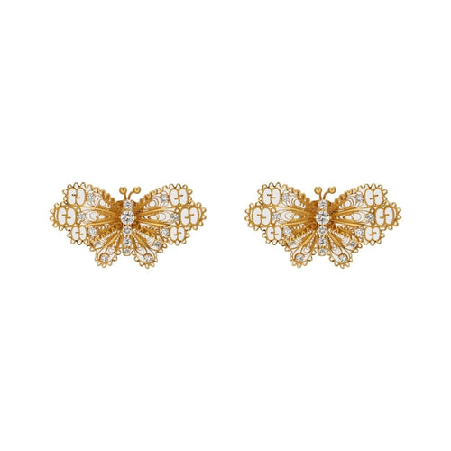 Gucci Jewelry - Le Marché Des Merveilles 18K Yellow Gold Diamond Butterfly Earrings | Manfredi Jewels