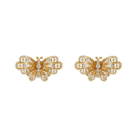 Le Marché Des Merveilles 18K Yellow Gold Diamond Butterfly Earrings