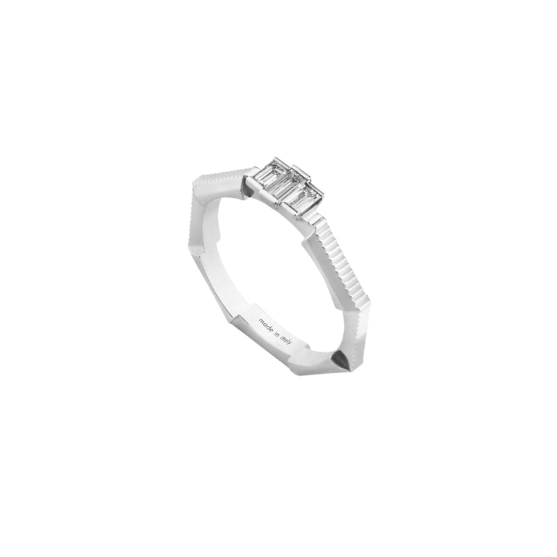 Gucci Jewelry - Link To Love 18K White Gold Baguette Diamond Ring | Manfredi Jewels