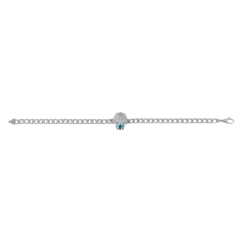 Gucci Jewelry - Lion Head 18K White Gold Aquamarine & Pavé Diamond Bracelet | Manfredi Jewels