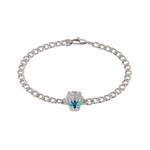 Gucci Jewelry - Lion Head 18K White Gold Aquamarine & Pavé Diamond Bracelet | Manfredi Jewels