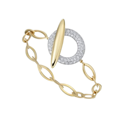 Anitia G 18K Yellow and White Gold Toggle Diamond Bracelet