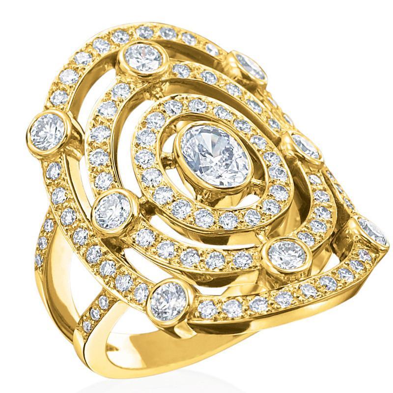 Gumuchian Jewelry - CAROUSEL 18K GOLD DIAMOND ILLUSION HALO RING | Manfredi Jewels