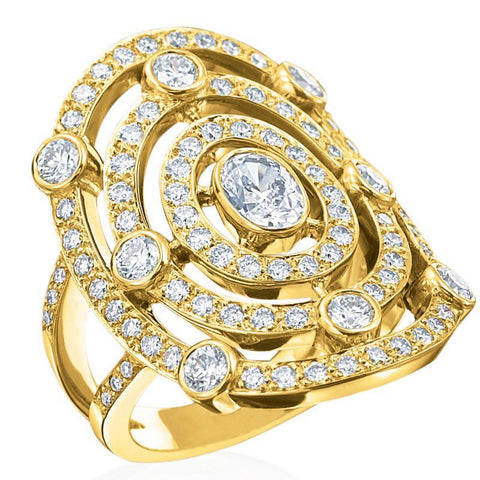GUMUCHIAN CAROUSEL 18K GOLD DIAMOND ILLUSION HALO RING