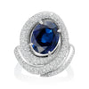 Gumuchian Jewelry - Maze 18K White Gold Pavé Diamond Oval Blue Sapphire Ring | Manfredi Jewels