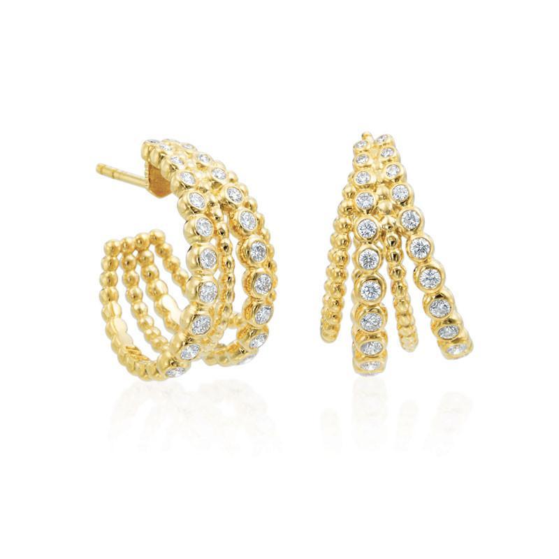 Gumuchian Jewelry - GUMUCHIAN NUTMEG 18K GOLD FOUR ROW DIAMOND HOOP EARRINGS | Manfredi Jewels