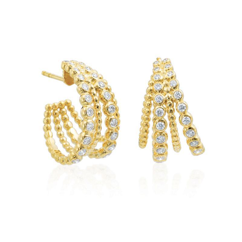 Gumuchian Jewelry - NUTMEG 18K GOLD FOUR ROW DIAMOND HOOP EARRINGS | Manfredi Jewels