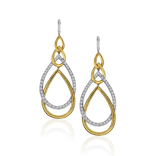 Gumuchian Jewelry - PEACOCK 18K TWO TONE GOLD DIAMOND DROP EARRINGS | Manfredi Jewels