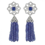 Gumuchian Jewelry - Topkapi Platinum Detachable Diamond Tanzanite Tassel Drop Down Earrings | Manfredi Jewels