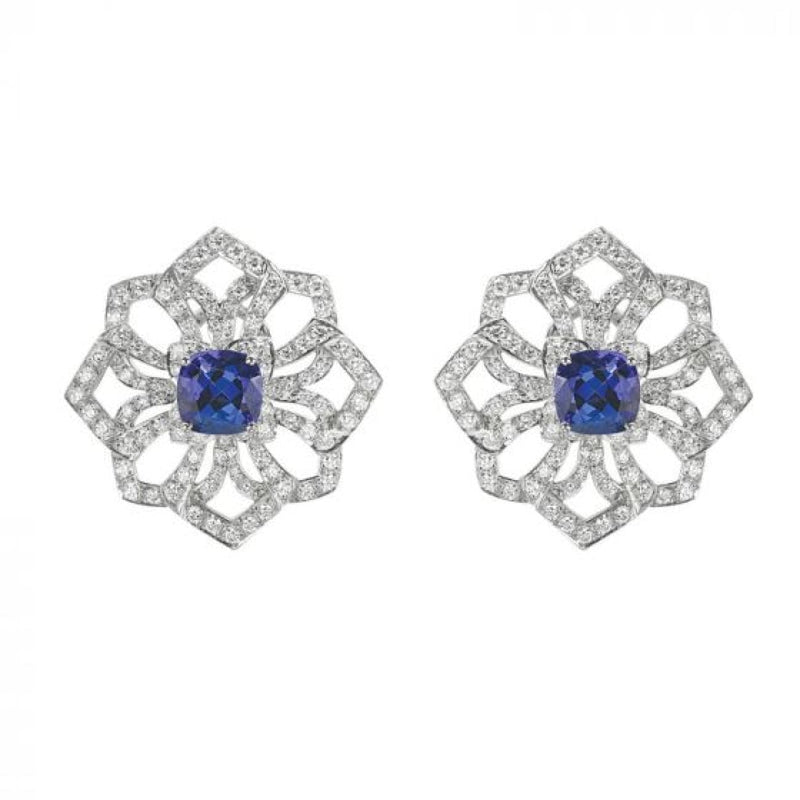 Gumuchian Jewelry - Topkapi Platinum Detachable Diamond Tanzanite Tassel Drop Down Earrings | Manfredi Jewels